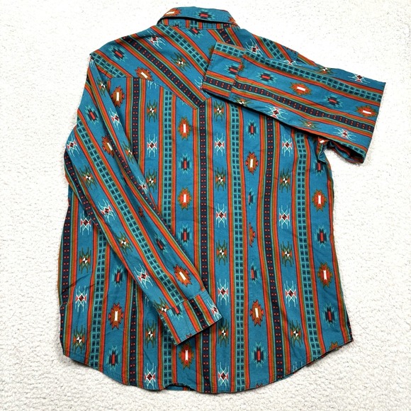 Wrangler Western Shirt Womens XL Checotah Aztec Southwestern Pearl Snap Rodeo - Picture 4 of 9